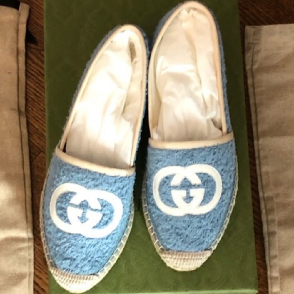 Gucci Size 37 Light Blue GG Espadrilles